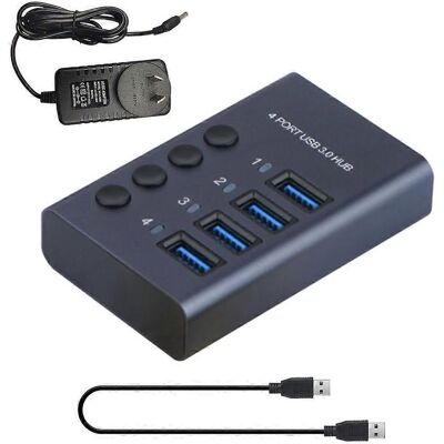 FLAMMKRAFT Hub Usb 3.0 À 4 Ports Avec Adaptateur Secteur 36 W 12 V/3 A, Débit De Données Élevé De 5 Gbit/s - Au - Publicité FLAMMKRAFT Hub Usb 3.0 À 4 Ports Avec Adaptateur Secteur 36 W 12 V/3 A, Débit De Données Élevé De 5 Gbit/s - Au - Publicité