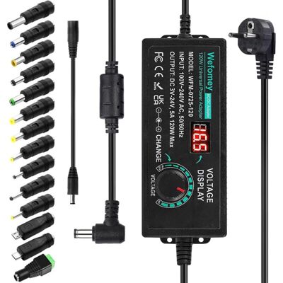 OEM 324v 5a 120w Adaptateur Alimentation Réglable, Adaptateur Secteur Universel Convertisseur, 100v-240v Ac À Dc 5a Avec 14 Connecteurs, Pour Électroniques Ménagers 3v24v, 5000ma Max - Publicité OEM 324v 5a 120w Adaptateur Alimentation Réglable, Adaptateur Secteur Universel Convertisseur, 100v-240v Ac À Dc 5a Avec 14 Connecteurs, Pour Électroniques Ménagers 3v24v, 5000ma Max - Publicité
