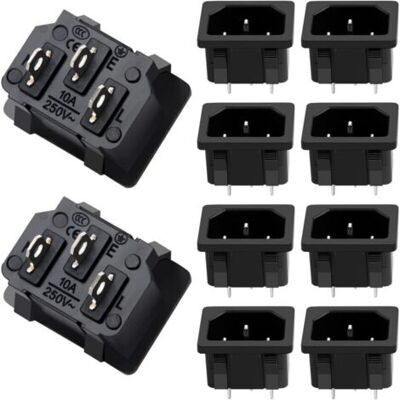 OEM 10 Pieces Ac 250v 10a Iec 320 C14 Panel Mount Connector, 3p Plug Power Input Plastic - Publicité OEM 10 Pieces Ac 250v 10a Iec 320 C14 Panel Mount Connector, 3p Plug Power Input Plastic - Publicité