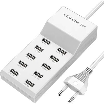 OEM Blanc Chargeur Usb Multiple, 50 W, Station De Charge, 10 Ports, Port Unique 5 V/2,4 A/1 A, Bloc D'Alimentation Usb, Station De Charge - Publicité OEM Blanc Chargeur Usb Multiple, 50 W, Station De Charge, 10 Ports, Port Unique 5 V/2,4 A/1 A, Bloc D'Alimentation Usb, Station De Charge - Publicité