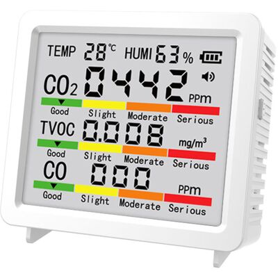 OEM Moniteur Multifonctionnel, Suivi Co2 Et Covt, Température Et Humidité, Indicateur Couleur, Double Alimentation - Publicité OEM Moniteur Multifonctionnel, Suivi Co2 Et Covt, Température Et Humidité, Indicateur Couleur, Double Alimentation - Publicité