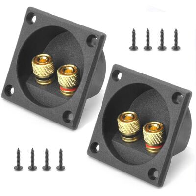 OEM Lot De 2 Bornes De Haut-parleur Stéréo 2 Voies Carrées Avec Bornes À Ressort, Plaques De Montage En Polymère, Diamètre 57 Mm, Pour Caisson De Basses - Publicité OEM Lot De 2 Bornes De Haut-parleur Stéréo 2 Voies Carrées Avec Bornes À Ressort, Plaques De Montage En Polymère, Diamètre 57 Mm, Pour Caisson De Basses - Publicité