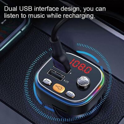 FLAMMKRAFT C20 Transmetteur Fm Voiture, Bluetooth 5.0, Lecteur Audio Auto Usb Double, Mp3 Avec Éclairage Coloré, Appel Mains Libres, Prise Charge - Publicité FLAMMKRAFT C20 Transmetteur Fm Voiture, Bluetooth 5.0, Lecteur Audio Auto Usb Double, Mp3 Avec Éclairage Coloré, Appel Mains Libres, Prise Charge - Publicité