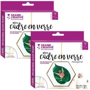 GRAINE CREATIVE 2 Cadres En Verre Vintage - Hexagone Avec Chaîne Métallique - 15 X 13 Cm - Publicité GRAINE CREATIVE 2 Cadres En Verre Vintage - Hexagone Avec Chaîne Métallique - 15 X 13 Cm - Publicité