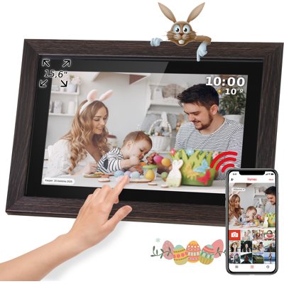 Cadre photo numérique Wi-Fi IPS de 15,6 pouces Kruger&Matz - Marron - Publicité Cadre photo numérique Wi-Fi IPS de 15,6 pouces Kruger&Matz - Marron - Publicité