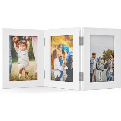 OEM Triple Cadre Photo Pliable 3 Photos, Rectangulaire Cadre Photo Pliable Pour Portrait 3 Photos Collage Bois, Décoration Intérieure Pour Poser Sur Une Table Ou Comme Cadeaux, Blanc (10 X 15 Cm) - Publicité OEM Triple Cadre Photo Pliable 3 Photos, Rectangulaire Cadre Photo Pliable Pour Portrait 3 Photos Collage Bois, Décoration Intérieure Pour Poser Sur Une Table Ou Comme Cadeaux, Blanc (10 X 15 Cm) - Publicité
