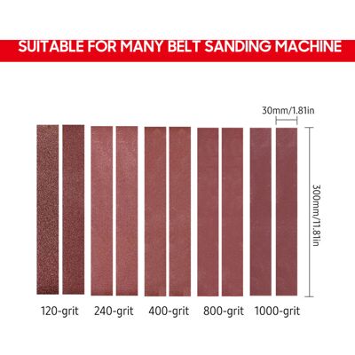 OEM Jeffergarden Bandes Abrasives 30x330 Mm, Paquet De 10 (2 Bandes De Chaque Grain 120, 240, 400, 800 Et 1000) Bandes Abrasives En Alumine Et Papier De Verre.-dou - Publicité OEM Jeffergarden Bandes Abrasives 30x330 Mm, Paquet De 10 (2 Bandes De Chaque Grain 120, 240, 400, 800 Et 1000) Bandes Abrasives En Alumine Et Papier De Verre.-dou - Publicité