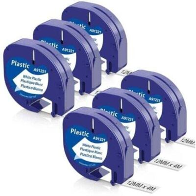 OEM 6x Compatible Dymo Ruban 12mm X 4m Pour Dymo Letratag Xr Lt-100h Lt-100t Letratag 200b Étiqueteuse, Recharge Dymo Letratag Rruban Plastique Noir Sur Blanc-- - Publicité OEM 6x Compatible Dymo Ruban 12mm X 4m Pour Dymo Letratag Xr Lt-100h Lt-100t Letratag 200b Étiqueteuse, Recharge Dymo Letratag Rruban Plastique Noir Sur Blanc-- - Publicité
