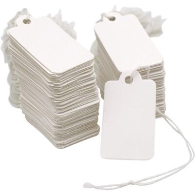 OEM 500 Petites Étiquettes De Prix Blanches 25 Mm X 45 Mm Pour Le Marquage De Bijoux Avec Cordon Pour Vêtements. Publicité OEM 500 Petites Étiquettes De Prix Blanches 25 Mm X 45 Mm Pour Le Marquage De Bijoux Avec Cordon Pour Vêtements. Publicité