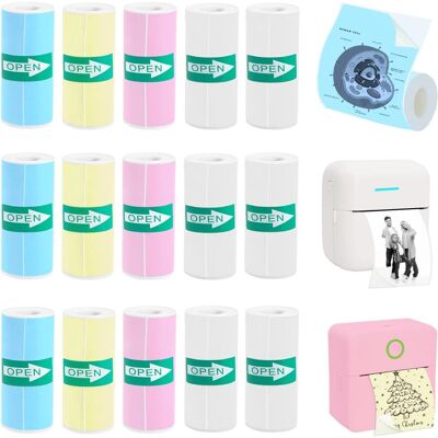 OEM 15 Rouleaux De Papier Autocollant Thermique Pour Mini-imprimante D'Autocollants, Comprenant 9 Rouleaux De Couleur Et 6 Rouleaux Blancs. Papier Autocollant Thermique Pour Mini-imprimante, 57 X 25 Mm. Publicité OEM 15 Rouleaux De Papier Autocollant Thermique Pour Mini-imprimante D'Autocollants, Comprenant 9 Rouleaux De Couleur Et 6 Rouleaux Blancs. Papier Autocollant Thermique Pour Mini-imprimante, 57 X 25 Mm. Publicité