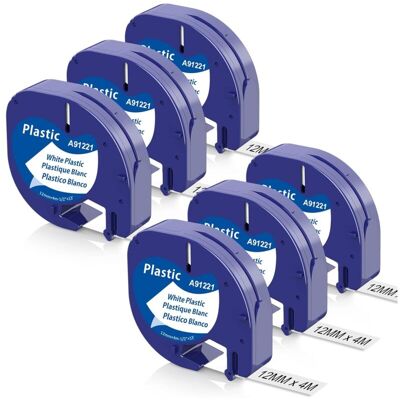 OEM 6x Compatible Dymo Ruban 12mm X 4m Pour Dymo Letratag Xr Lt-100h Lt-100t Letratag 200b Étiqueteuse, Recharge Dymo Letratag Rruban Plastique Noir Sur Blanc - Publicité OEM 6x Compatible Dymo Ruban 12mm X 4m Pour Dymo Letratag Xr Lt-100h Lt-100t Letratag 200b Étiqueteuse, Recharge Dymo Letratag Rruban Plastique Noir Sur Blanc - Publicité