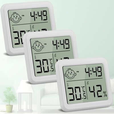 OEM Thermomètre D'Intérieur Numérique, Hygromètre D'Intérieur, Thermomètre Et Hygromètre Fonction Confort, Heure Intérieure, Chambre De Bébé, Bureau (3 Types De Blanc) - Publicité OEM Thermomètre D'Intérieur Numérique, Hygromètre D'Intérieur, Thermomètre Et Hygromètre Fonction Confort, Heure Intérieure, Chambre De Bébé, Bureau (3 Types De Blanc) - Publicité