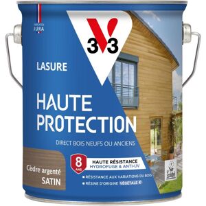 V33 - Lasure Haute Protection Biosourcée Cèdre Argenté Satin - 2,5l - Publicité V33 - Lasure Haute Protection Biosourcée Cèdre Argenté Satin - 2,5l - Publicité