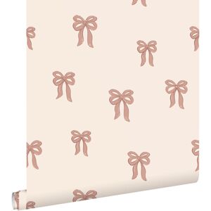 Estahome - Papier Peint Petits Noeuds Ruban Beige Et Rose Terracotta - Publicité Estahome - Papier Peint Petits Noeuds Ruban Beige Et Rose Terracotta - Publicité