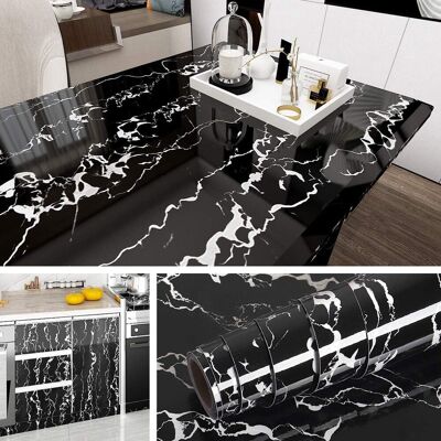 AHLSEN Bravix Papier Adhésif Pour Meuble Marbre Noir Et Blanc En Vinyle Stickers Meubles Cuisine Salle De Bain Papier Peint Autocollant Décoratif Amovible Pour Table Plan De Travail De 40cm2m - Publicité AHLSEN Bravix Papier Adhésif Pour Meuble Marbre Noir Et Blanc En Vinyle Stickers Meubles Cuisine Salle De Bain Papier Peint Autocollant Décoratif Amovible Pour Table Plan De Travail De 40cm2m - Publicité