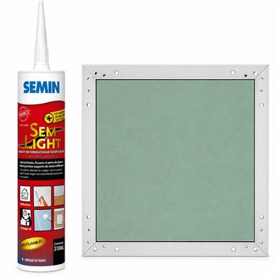Semin Kit Trappe De Visite Hydro 200 X 200 Mm + Enduit Allégé Sem-light Rebouchage & Finition - Spécial Pièces Humides - Cartouche 310 Ml - Publicité Semin Kit Trappe De Visite Hydro 200 X 200 Mm + Enduit Allégé Sem-light Rebouchage & Finition - Spécial Pièces Humides - Cartouche 310 Ml - Publicité