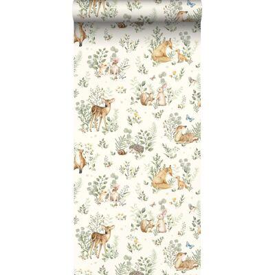 Papier Peint Animaux De La Forêt Beige, Vert Et Marron - Sanders & Sanders - Publicité Papier Peint Animaux De La Forêt Beige, Vert Et Marron - Sanders & Sanders - Publicité