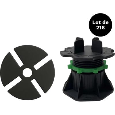 MCCOVER Lot De 216 Plots Réglables 50-80 Mm Dalle Et Carrelage Avec Cales Anti-bruit 78 Mm - Coloris - Noir, Lot - 216 Plots - Publicité MCCOVER Lot De 216 Plots Réglables 50-80 Mm Dalle Et Carrelage Avec Cales Anti-bruit 78 Mm - Coloris - Noir, Lot - 216 Plots - Publicité