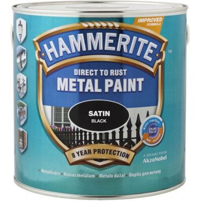 Peinture Hammerite Satin Black Protection Métal Antirouille - Publicité Peinture Hammerite Satin Black Protection Métal Antirouille - Publicité