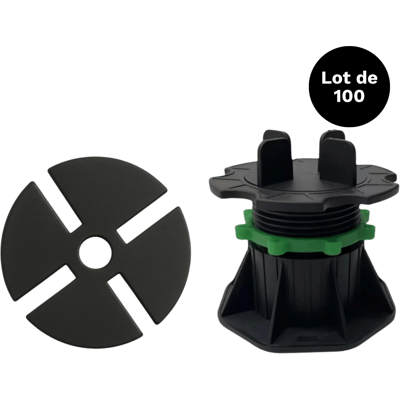 MCCOVER Lot De 100 Plots Réglables 50-80 Mm Dalle Et Carrelage Avec Cales Anti-bruit 78 Mm - Coloris - Noir, Lot - 100 Plots - Publicité MCCOVER Lot De 100 Plots Réglables 50-80 Mm Dalle Et Carrelage Avec Cales Anti-bruit 78 Mm - Coloris - Noir, Lot - 100 Plots - Publicité