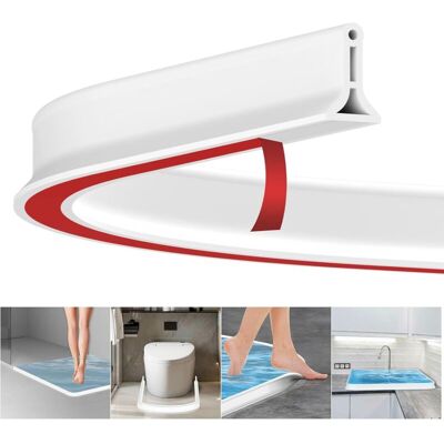 ABCRITAL Seuil De Douche Blanc Pour Salle De Bain - Joint D'Étanchéité En Caoutchouc De 2 Mètres - Barrière Anti-débordement - Barrière De Douche Anti-moisissures - Publicité ABCRITAL Seuil De Douche Blanc Pour Salle De Bain - Joint D'Étanchéité En Caoutchouc De 2 Mètres - Barrière Anti-débordement - Barrière De Douche Anti-moisissures - Publicité