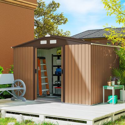 MCKENSA Abri En Acier Kaki 5,4 M² - 2,77 X 1,95 X 1,92 M - Kit De Sol Fourni, Porte Coulissante, Ventilation - Acier Galvanisé - Publicité MCKENSA Abri En Acier Kaki 5,4 M² - 2,77 X 1,95 X 1,92 M - Kit De Sol Fourni, Porte Coulissante, Ventilation - Acier Galvanisé - Publicité