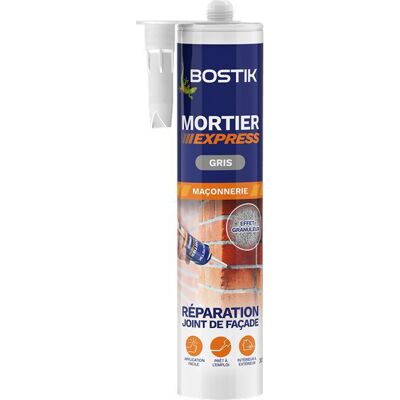 Bostik Mortier Express Gris Rebouchage Rapide 300ml - Publicité Bostik Mortier Express Gris Rebouchage Rapide 300ml - Publicité