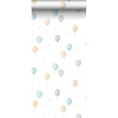 Papier Peint Montgolfière Bleu, Orange Et Gris - Sanders & Sanders - Publicité Papier Peint Montgolfière Bleu, Orange Et Gris - Sanders & Sanders - Publicité