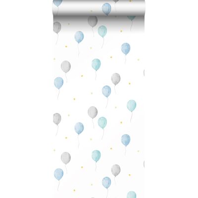 Papier Peint Montgolfière Bleu Et Gris - Sanders & Sanders - Publicité Papier Peint Montgolfière Bleu Et Gris - Sanders & Sanders - Publicité