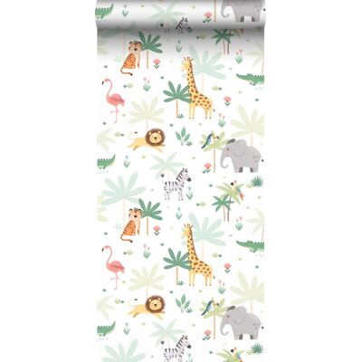 Papier Peint Animaux De La Jungle Vert - Sanders & Sanders - Publicité Papier Peint Animaux De La Jungle Vert - Sanders & Sanders - Publicité