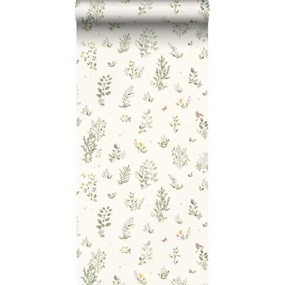 Papier Peint Feuilles Et Fleurs Beige Et Vert - Sanders & Sanders - Publicité Papier Peint Feuilles Et Fleurs Beige Et Vert - Sanders & Sanders - Publicité