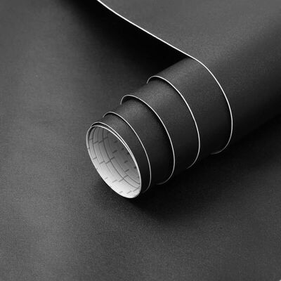 PELTOR Noir Mat Contact Papier Peel And Stick 45cmx200cm Papier Peint Noir Solide Texturé Film Vinyle Décoratif Autocollant Pour Comptoir Armoires Rénovation Meubles Décoration Murale Recouvrement - Publicité PELTOR Noir Mat Contact Papier Peel And Stick 45cmx200cm Papier Peint Noir Solide Texturé Film Vinyle Décoratif Autocollant Pour Comptoir Armoires Rénovation Meubles Décoration Murale Recouvrement - Publicité