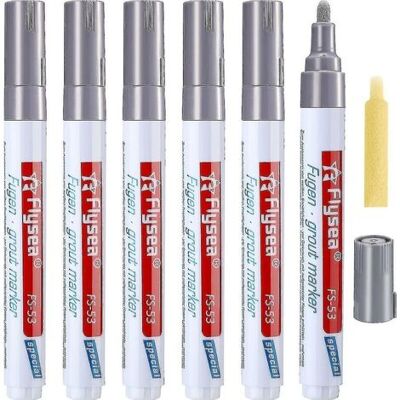 FANGMEDIA 6 Tile Grout Pen Wall Grout Restorer Repair Marker Grout Filler Pen For Bathroom Floor Wall Tile Restoration (light Grey) - Publicité FANGMEDIA 6 Tile Grout Pen Wall Grout Restorer Repair Marker Grout Filler Pen For Bathroom Floor Wall Tile Restoration (light Grey) - Publicité