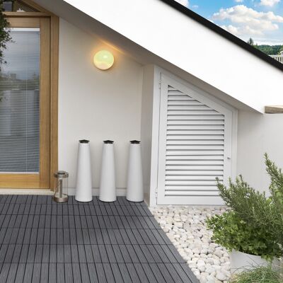 PZCC Dalles Terrasse - Caillebotis - Lot De 11 Pcs, Surface Max. 1 M² - Emboîtables, Installation Très Simple, Dim. 30 X 30 Cm - Publicité PZCC Dalles Terrasse - Caillebotis - Lot De 11 Pcs, Surface Max. 1 M² - Emboîtables, Installation Très Simple, Dim. 30 X 30 Cm - Publicité