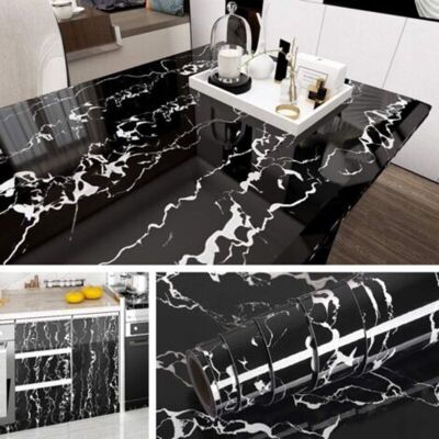 OEM Papier Adhésif Pour Meuble Marbre Noir Et Blanc En Vinyle Stickers Meubles Cuisine Salle De Bain Papier Peint Autocollant Décoratif Amovible Pour Table Plan De Travail De 40cm2m - Publicité OEM Papier Adhésif Pour Meuble Marbre Noir Et Blanc En Vinyle Stickers Meubles Cuisine Salle De Bain Papier Peint Autocollant Décoratif Amovible Pour Table Plan De Travail De 40cm2m - Publicité