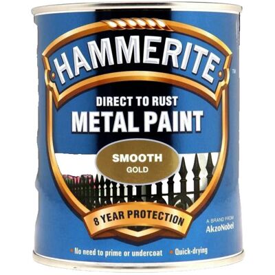Peinture Antirouille Hammerite Finition Lisse Dorée 250 Ml - Publicité Peinture Antirouille Hammerite Finition Lisse Dorée 250 Ml - Publicité