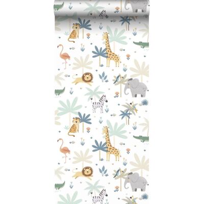 Papier Peint Animaux De La Jungle Bleu - Sanders & Sanders - Publicité Papier Peint Animaux De La Jungle Bleu - Sanders & Sanders - Publicité