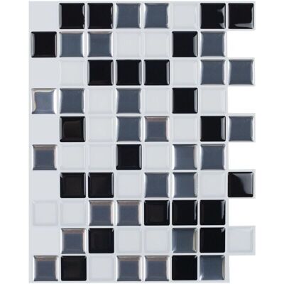 PELTOR Papier Peint Carrelage Autocollant Couleur Noir Et Blanc 25x20 Cm Style Mosaïque Sticker Mural Film Décoratif Imperméable Pour Carreaux De Mur De Salle De Bains Et De Cuisine - Publicité PELTOR Papier Peint Carrelage Autocollant Couleur Noir Et Blanc 25x20 Cm Style Mosaïque Sticker Mural Film Décoratif Imperméable Pour Carreaux De Mur De Salle De Bains Et De Cuisine - Publicité