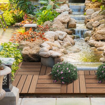 SANMINE HABITAT Dalles Terrasse - Caillebotis - Lot De 11 Pcs. Surface Max. 1 M² - Emboîtables. Installation Très Simple. Dim. 30 X 30 Cm - Publicité SANMINE HABITAT Dalles Terrasse - Caillebotis - Lot De 11 Pcs. Surface Max. 1 M² - Emboîtables. Installation Très Simple. Dim. 30 X 30 Cm - Publicité