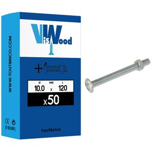 50 boulons poêlier 10x120mm tête ronde large zingué Viswood - Publicité 50 boulons poêlier 10x120mm tête ronde large zingué Viswood - Publicité