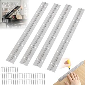 Lablanc - Charnière à barre de piano, Lot de 4 charnières de piano en acier inoxydable - Avec 48 vis - Pour pianos, portes d'armoire, armoires de - Publicité Lablanc - Charnière à barre de piano, Lot de 4 charnières de piano en acier inoxydable - Avec 48 vis - Pour pianos, portes d'armoire, armoires de - Publicité