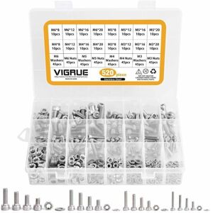 IKODM Kit 520pcs M3 M4 M5 M6 En Acier Inoxydable Bouton À Tête Hexagonale Socket Tête Câble Boulons Vis Avec Écrous Assortiment - Publicité IKODM Kit 520pcs M3 M4 M5 M6 En Acier Inoxydable Bouton À Tête Hexagonale Socket Tête Câble Boulons Vis Avec Écrous Assortiment - Publicité