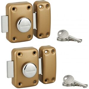 THIRARD - Lot de 2 verrous à bouton Apache pour porte d'entrée, cylindre 45mm, acier, 3 clés/verrou, époxy or - THIRARD - Publicité THIRARD - Lot de 2 verrous à bouton Apache pour porte d'entrée, cylindre 45mm, acier, 3 clés/verrou, époxy or - THIRARD - Publicité
