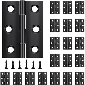Lot de 20 charnières pliables 45 mm × 31 mm en acier inoxydable noir pour portes, fenêtres, armoires avec 120 vis - Publicité Lot de 20 charnières pliables 45 mm × 31 mm en acier inoxydable noir pour portes, fenêtres, armoires avec 120 vis - Publicité