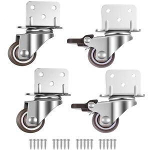 FITAGS Lot De 4 Roulettes Pivotantes Pour Meubles Et Pots De Fleurs Avec Frein - Plaque De Montage En L, 25 Mm - Publicité FITAGS Lot De 4 Roulettes Pivotantes Pour Meubles Et Pots De Fleurs Avec Frein - Plaque De Montage En L, 25 Mm - Publicité