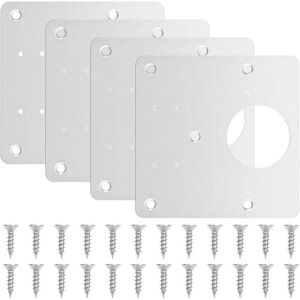 ALOVEZ Promotion, 4pcs plaques de réparation de charnière d'armoire, supports de réparation de charnière avec trou et vis de fixation, en acier inoxydable - Publicité ALOVEZ Promotion, 4pcs plaques de réparation de charnière d'armoire, supports de réparation de charnière avec trou et vis de fixation, en acier inoxydable - Publicité