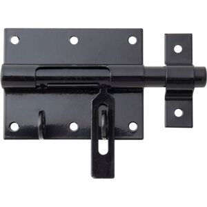 Verrou porte-cadenas robuste avec gâche fixe et poignée plateRevêtement noir plastifié – Plaque 90 x 73 mm – Marque Alberts - Publicité Verrou porte-cadenas robuste avec gâche fixe et poignée plateRevêtement noir plastifié – Plaque 90 x 73 mm – Marque Alberts - Publicité