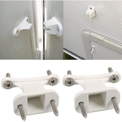 RICEEL Lot De 2 Butoirs De Porte Pour Caravane, Camping-car, Caravane, Blanc, Pièces De Rechange En Plastique, 8 Vis, Pour Camping-car, Bateau - Publicité RICEEL Lot De 2 Butoirs De Porte Pour Caravane, Camping-car, Caravane, Blanc, Pièces De Rechange En Plastique, 8 Vis, Pour Camping-car, Bateau - Publicité