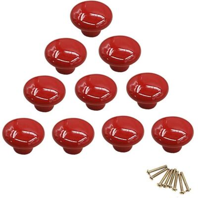 Melissa Rouge Poignées Et Boutons De Tiroir Ceramique Poignée De Meuble Porte Bouton Pour La Chambre Des Enfants Pack De 10 (vient Avec Des Vis) - Publicité Melissa Rouge Poignées Et Boutons De Tiroir Ceramique Poignée De Meuble Porte Bouton Pour La Chambre Des Enfants Pack De 10 (vient Avec Des Vis) - Publicité
