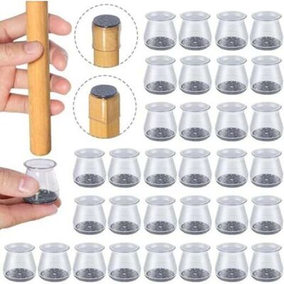 ABYSSE Lot De 32 Protège-pieds De Chaise En Silicone (tailles 23 À 32 Mm), Transparents, Avec Patins En Feutre, Pour Parquets Et Carrelages - Publicité ABYSSE Lot De 32 Protège-pieds De Chaise En Silicone (tailles 23 À 32 Mm), Transparents, Avec Patins En Feutre, Pour Parquets Et Carrelages - Publicité